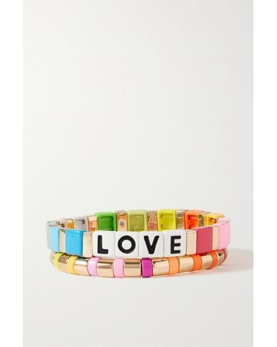 Roxanne Assoulin Love Rainbow Set Aus Zwei Armbändern Mit Emaille Und Goldfarbenen Details - Rot