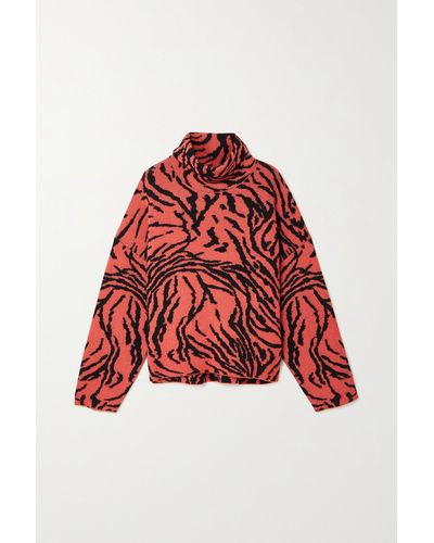 Proenza Schouler Pull À Col Roulé En Jacquard De Cachemire Mélangé - Rouge