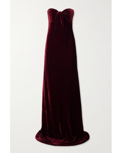 Ralph Lauren Collection Niles Strapless Bow-embellished Velvet Gown - Purple