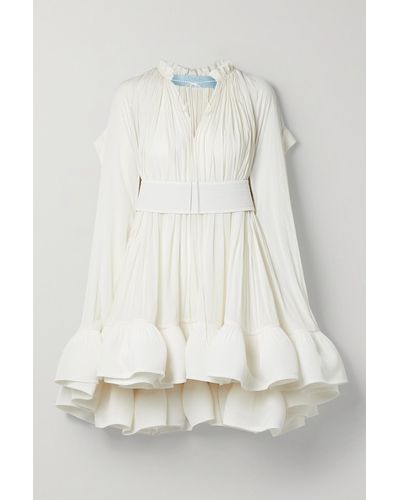 Lanvin Cape-effect Tie-detailed Crepe Mini Dress - White