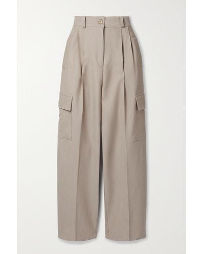 Frankie Shop Maesa Pleated Woven Wide-leg Cargo Trousers - Natural