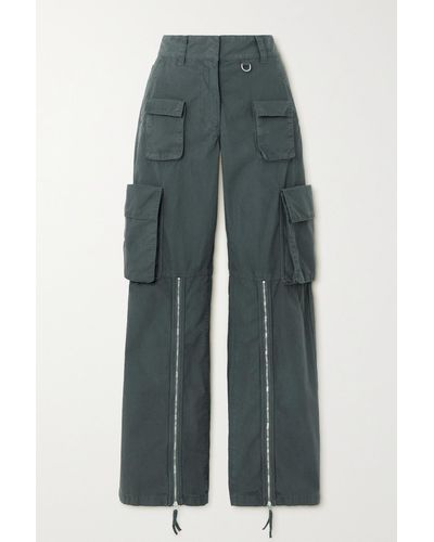 Acne Studios Cotton-ripstop Wide-leg Cargo Trousers - Green