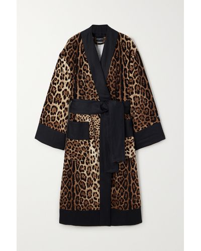 Dolce & Gabbana Leopard-print Cotton-terry Robe - Black