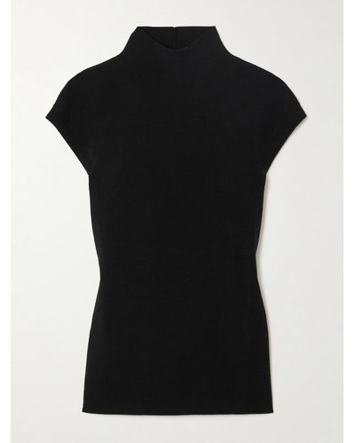 Allude Wool Turtleneck Top - Black