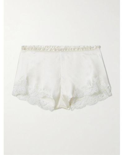 Carine Gilson Floaty Lace-trimmed Silk-satin Pyjama Shorts - Natural