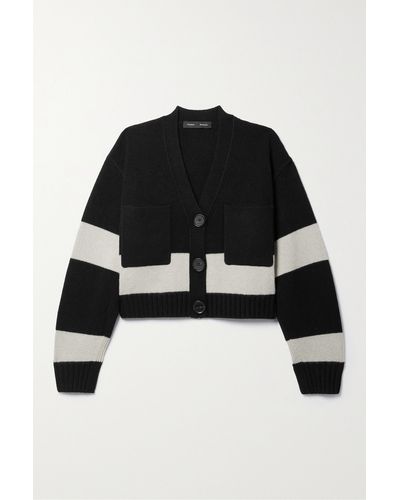 Proenza Schouler Eco Cropped Striped Wool And Cashmere-blend Cardigan - Black