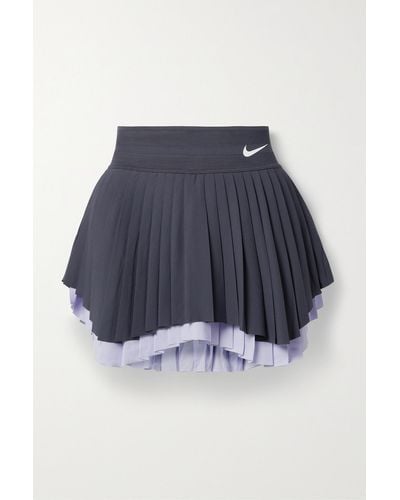 Nike Court Slam Mesh-trimmed Pleated Dri-fit Tennis Skirt - Blue