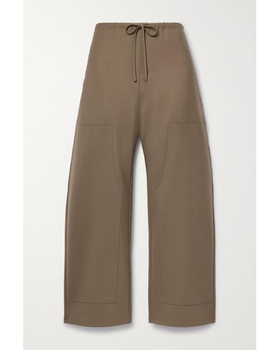 Leset Jane Cropped Wool-blend Twill Wide-leg Pants - Natural