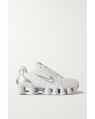 Nike Shox Tl Metallic Canvas-trimmed Rubber And Mesh Trainers - White