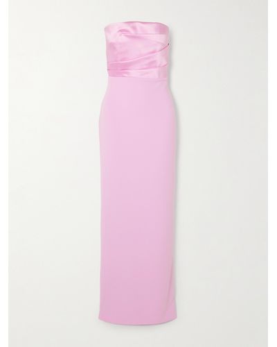 Solace London Afra Strapless Crepe And Satin-twill Gown - Pink