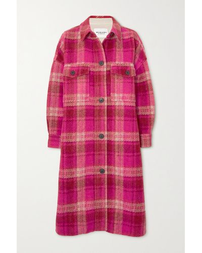 Étoile Isabel Marant Fontizi Oversized Checked Flannel Coat - Pink