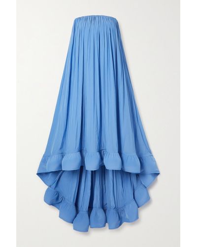 Lanvin Strapless Ruffled Chiffon Gown - Blue