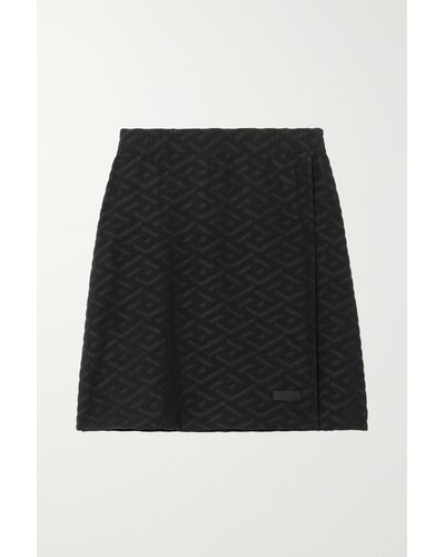 Versace La Greca Embossed Stretch-terry Mini Skirt - Black