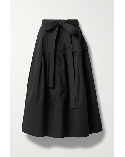 Proenza Schouler Belted Tiered Cotton-blend Poplin Midi Skirt - Black