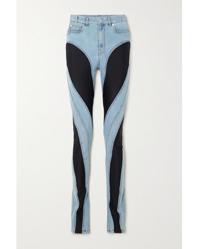 Mugler Spiral Skinny Jeans Mit Stretch-jersey-einsätzen - Blau