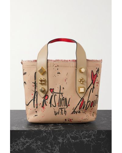 Neutral Nastroloubi small leather-trim canvas tote bag, Christian  Louboutin