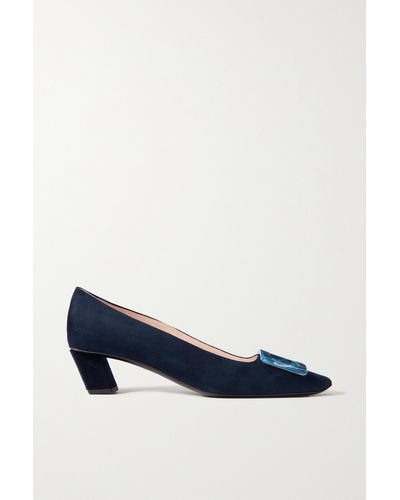 Roger Vivier Belle Vivier Embellished Suede Court Shoes - Blue