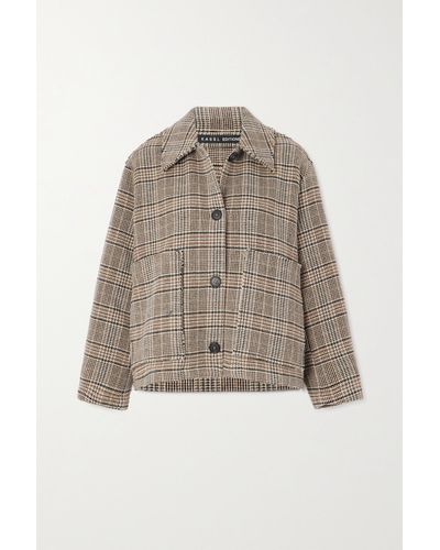 Kassl Distressed Checked Wool-blend Coat - Natural