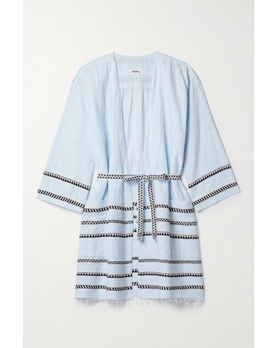 lemlem + Net Sustain Imani Strandkleid Aus Einer Baumwollmischung Mit Streifen Und Fransen - Blau