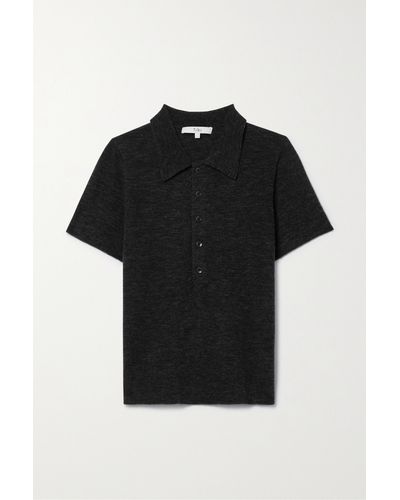 Tibi Wool-blend Polo Shirt - Black