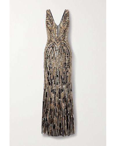 Jenny Packham Raquel Embellished Tulle Gown - Metallic