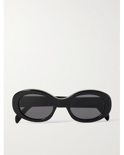 Celine Triomphe Oval-frame Acetate Sunglasses - Black