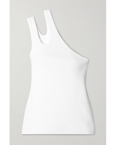 REMAIN Birger Christensen Toya One-shoulder Ribbed Stretch Organic Cotton-jersey Tank - White