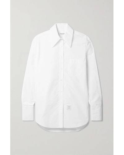 Thom Browne Hemd Aus Baumwollpopeline Mit Applikationen - Weiß