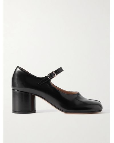 Maison Margiela Tabi Split-toe Glossed-leather Mary Jane Court Shoes - Black