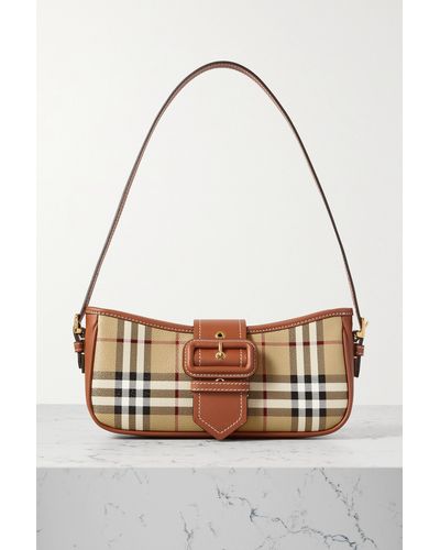 Burberry Check-print Faux-leather Shoulder Bag - Brown