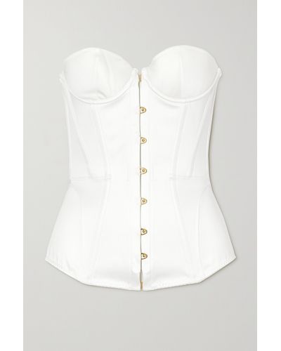 Agent Provocateur Mercy Strapless Lace-up Cotton-satin Bustier Top - White