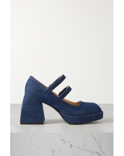NODALETO Bulla Babies Denim Platform Mary Jane Court Shoes - Blue