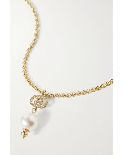 Gucci Gold-tone, Faux Pearl And Crystal Necklace - Natural