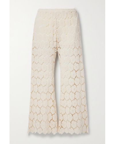 Miguelina Bertie Cropped Guipure Lace Straight-leg Pants - Natural