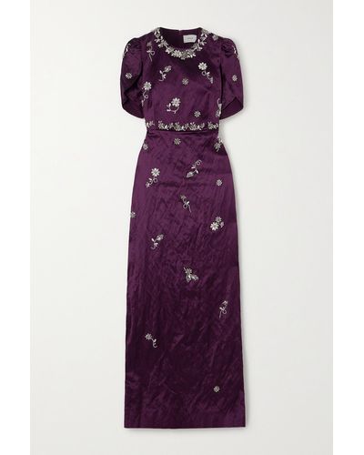 Erdem Crystal-embellished Crinkled-satin Gown - Purple