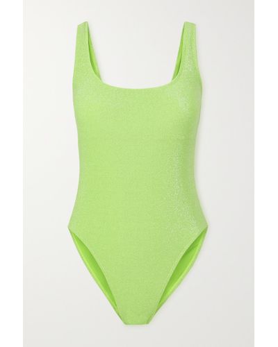 GOOD AMERICAN Sparkle Modern Metallic Neon Swimsuit - Green