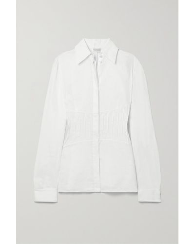 Gabriela Hearst Duff Pleated Linen Shirt - White