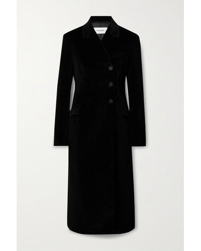 Ferragamo Double-breasted Cotton-blend Velvet Coat - Black