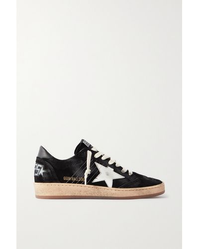 Golden Goose Ball Star Trainers In Used Suede - Black