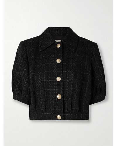 L'Agence Cove Cropped Cotton-blend Tweed Jacket - Black