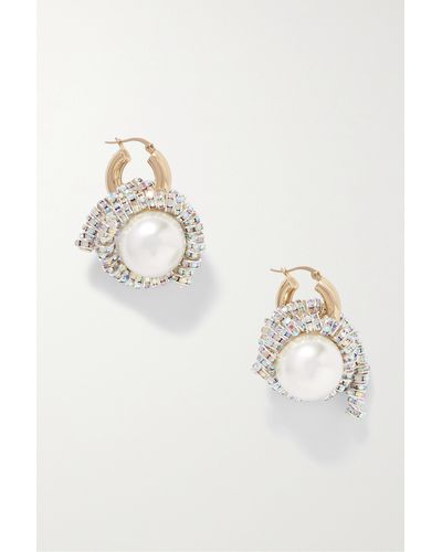PEARL OCTOPUSS.Y Grande Lumaca Gold- And Silver-plated Faux Pearl And Crystal Earrings - Natural