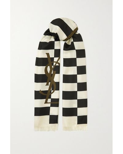 Saint Laurent Frayed Striped Silk-twill Scarf - Multicolour