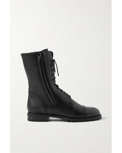 Manolo Blahnik Lugata Textured-leather Ankle Boots - Black