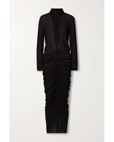 Givenchy Cutout Ruched Stretch-crepe Turtleneck Gown - Black
