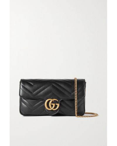 Gucci Leather GG Marmont Bag. - Black