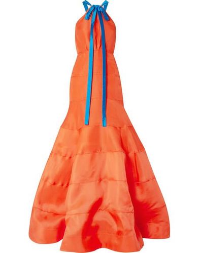 Rosie Assoulin Bow-embellished Silk-gazar Gown - Orange