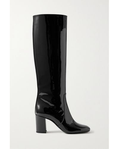Saint Laurent Patent-leather Knee Boots - Black