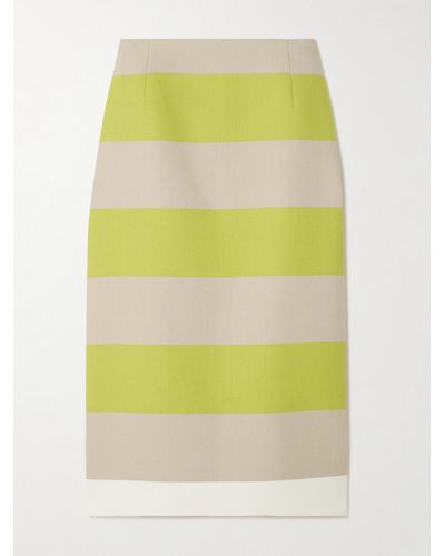 Dries Van Noten Striped Cotton-twill Midi Skirt - Yellow
