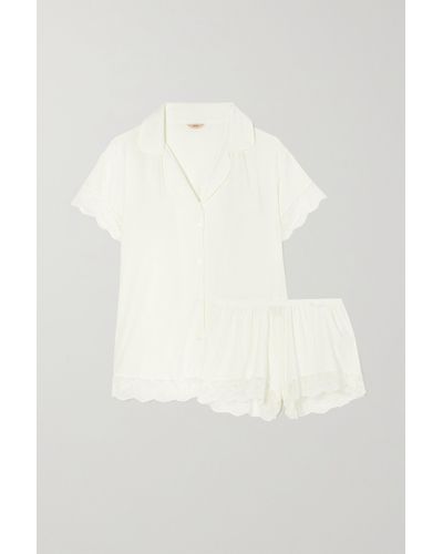 Eberjey Malou Lace-trimmed Stretch- Modal Jersey Pyjama Set - White