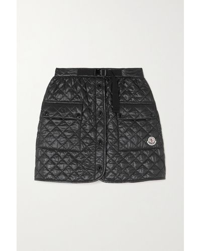 Moncler Quilted Padded Webbing-trimmed Shell Mini Skirt - Black